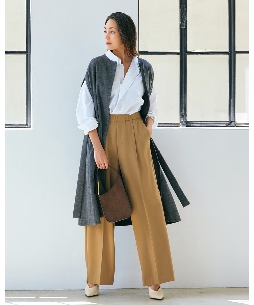 DoCLASSE( ドゥクラッセ)の「サキソニーライク・ワイド(その他パンツ・レディース・ブラック/アイボリー/キャメル・7/9)」の3枚目の写真