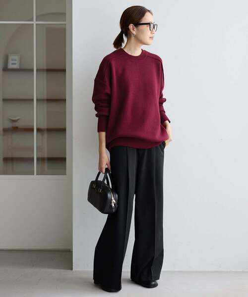 SLOBE IENA(スローブイエナ)の「《WEB限定/追加》オーバーサイズ スウェットライクニット(ニット/セーター・レディース・ピンク系その他/ボルドー/アイボリー/チャコールグレー/ベージュ/ブラック/ブルー・FREE)」の19枚目の写真
