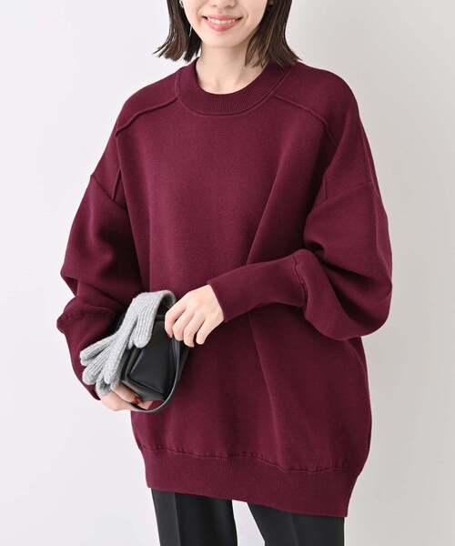SLOBE IENA(スローブイエナ)の「《WEB限定/追加》オーバーサイズ スウェットライクニット(ニット/セーター・レディース・ピンク系その他/ボルドー/アイボリー/チャコールグレー/ベージュ/ブラック/ブルー・FREE)」の13枚目の写真