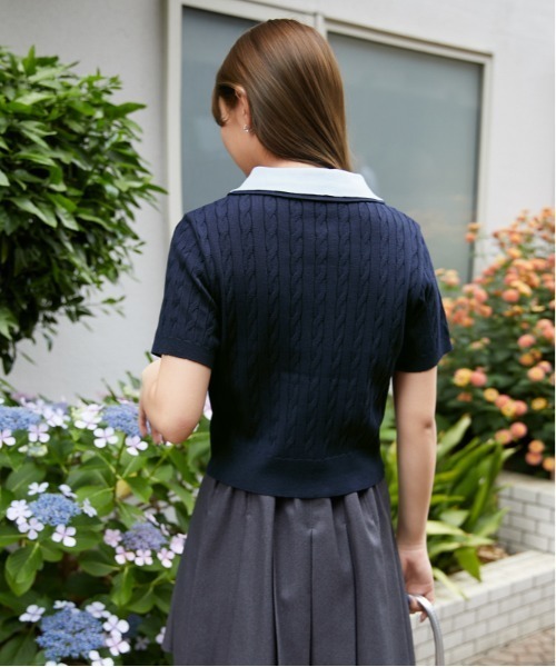 GORGE(ゴージ)の「《配色ポロ襟》ニット・セーター/プレッピー/春夏秋/全3色(ニット/セーター・レディース・オフホワイト/ネイビー/杢グレー・F)」の18枚目の写真