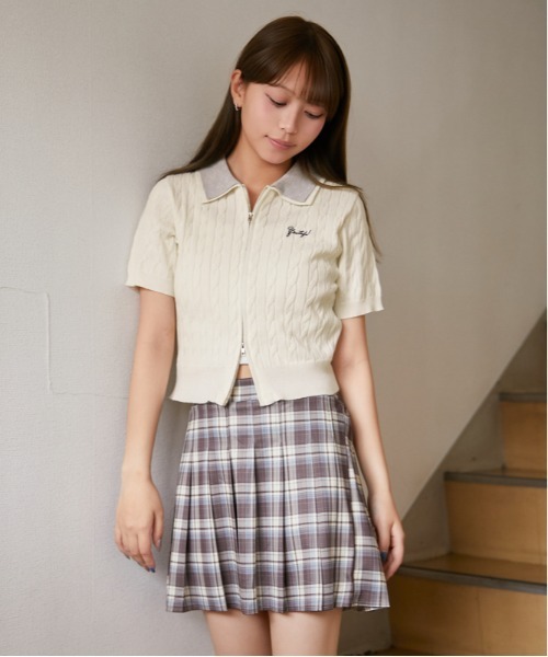 GORGE(ゴージ)の「《配色ポロ襟》ニット・セーター/プレッピー/春夏秋/全3色(ニット/セーター・レディース・オフホワイト/ネイビー/杢グレー・F)」の16枚目の写真