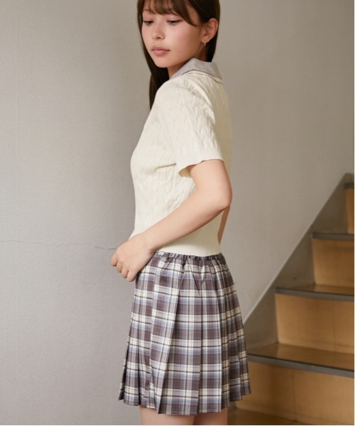 GORGE(ゴージ)の「《配色ポロ襟》ニット・セーター/プレッピー/春夏秋/全3色(ニット/セーター・レディース・オフホワイト/ネイビー/杢グレー・F)」の15枚目の写真