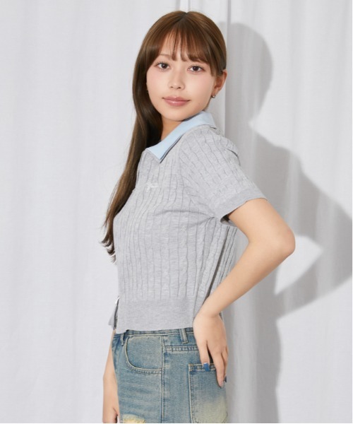 GORGE(ゴージ)の「《配色ポロ襟》ニット・セーター/プレッピー/春夏秋/全3色(ニット/セーター・レディース・オフホワイト/ネイビー/杢グレー・F)」の10枚目の写真
