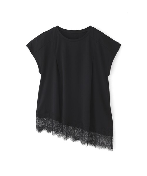 BIANCA(ビアンカ)の「【接触冷感】スムースポンチレースコンビカットソー(Tシャツ/カットソー・レディース・チャコールグレー/ホワイト/ブラウン/ブラック・38)」の2枚目の写真