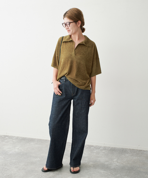 Spick & Span(スピックアンドスパン)の「R/NYモールヤーンポロシャツニット(ニット/セーター・レディース・ネイビー/カーキ・FREE)」の3枚目の写真