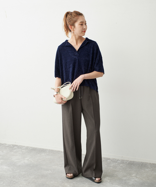 Spick & Span(スピックアンドスパン)の「R/NYモールヤーンポロシャツニット(ニット/セーター・レディース・ネイビー/カーキ・FREE)」の4枚目の写真