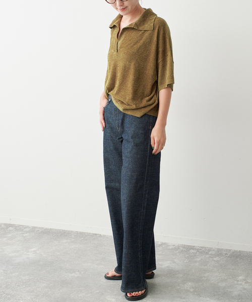 Spick & Span(スピックアンドスパン)の「R/NYモールヤーンポロシャツニット(ニット/セーター・レディース・ネイビー/カーキ・FREE)」の9枚目の写真