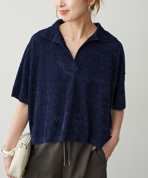 Spick & Span(スピックアンドスパン)の「R/NYモールヤーンポロシャツニット(ニット/セーター・レディース・ネイビー/カーキ・FREE)」の11枚目の写真