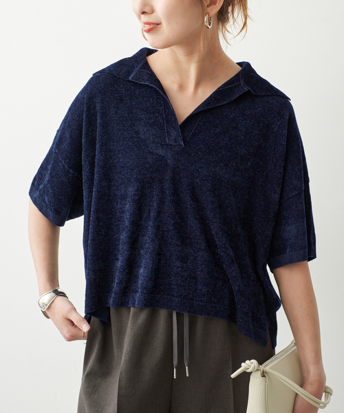 Spick & Span(スピックアンドスパン)の「R/NYモールヤーンポロシャツニット(ニット/セーター・レディース・ネイビー/カーキ・FREE)」の12枚目の写真
