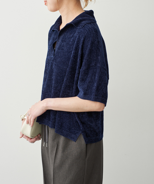 Spick & Span(スピックアンドスパン)の「R/NYモールヤーンポロシャツニット(ニット/セーター・レディース・ネイビー/カーキ・FREE)」の14枚目の写真