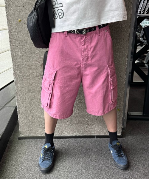 FreeZone(フリーゾーン)の「ヴィンテージライクウォッシュカーゴハーフパンツ(カーゴパンツ・メンズ・ブルー/ピンク・M/S/L)」の12枚目の写真