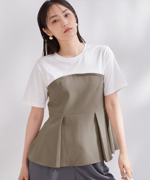 OPAQUE.CLIP(オペークドットクリップ)の「ビスチェドッキングカットソー【洗濯機OK】(Tシャツ/カットソー・レディース・ナチュラル/ブラウン系その他/ブラック・40/38/42)」の3枚目の写真