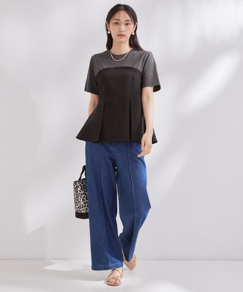 OPAQUE.CLIP(オペークドットクリップ)の「ビスチェドッキングカットソー【洗濯機OK】(Tシャツ/カットソー・レディース・ナチュラル/ブラウン系その他/ブラック・40/38/42)」の5枚目の写真