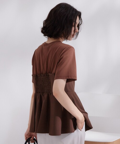 OPAQUE.CLIP(オペークドットクリップ)の「ビスチェドッキングカットソー【洗濯機OK】(Tシャツ/カットソー・レディース・ナチュラル/ブラウン系その他/ブラック・40/38/42)」の8枚目の写真