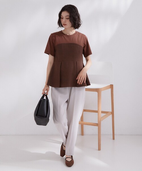 OPAQUE.CLIP(オペークドットクリップ)の「ビスチェドッキングカットソー【洗濯機OK】(Tシャツ/カットソー・レディース・ナチュラル/ブラウン系その他/ブラック・40/38/42)」の9枚目の写真