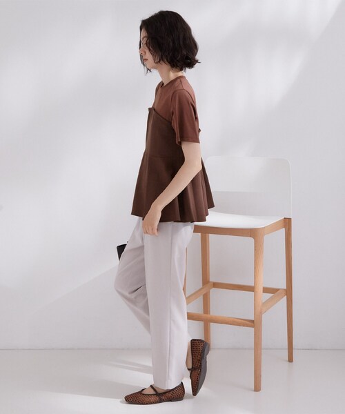 OPAQUE.CLIP(オペークドットクリップ)の「ビスチェドッキングカットソー【洗濯機OK】(Tシャツ/カットソー・レディース・ナチュラル/ブラウン系その他/ブラック・40/38/42)」の10枚目の写真