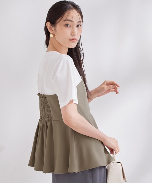 OPAQUE.CLIP(オペークドットクリップ)の「ビスチェドッキングカットソー【洗濯機OK】(Tシャツ/カットソー・レディース・ナチュラル/ブラウン系その他/ブラック・40/38/42)」の12枚目の写真