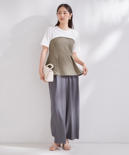 OPAQUE.CLIP(オペークドットクリップ)の「ビスチェドッキングカットソー【洗濯機OK】(Tシャツ/カットソー・レディース・ナチュラル/ブラウン系その他/ブラック・40/38/42)」の13枚目の写真