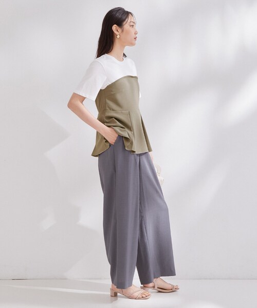 OPAQUE.CLIP(オペークドットクリップ)の「ビスチェドッキングカットソー【洗濯機OK】(Tシャツ/カットソー・レディース・ナチュラル/ブラウン系その他/ブラック・40/38/42)」の14枚目の写真