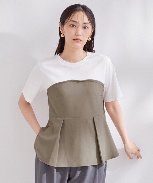 OPAQUE.CLIP(オペークドットクリップ)の「ビスチェドッキングカットソー【洗濯機OK】(Tシャツ/カットソー・レディース・ナチュラル/ブラウン系その他/ブラック・40/38/42)」の16枚目の写真