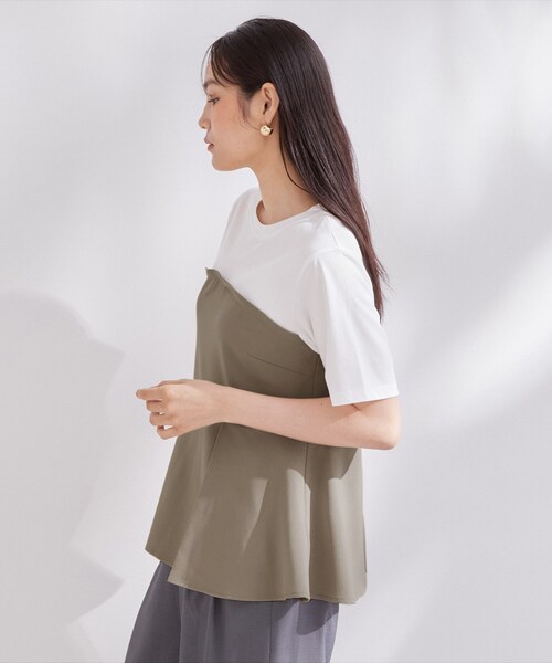 OPAQUE.CLIP(オペークドットクリップ)の「ビスチェドッキングカットソー【洗濯機OK】(Tシャツ/カットソー・レディース・ナチュラル/ブラウン系その他/ブラック・40/38/42)」の17枚目の写真