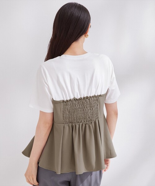 OPAQUE.CLIP(オペークドットクリップ)の「ビスチェドッキングカットソー【洗濯機OK】(Tシャツ/カットソー・レディース・ナチュラル/ブラウン系その他/ブラック・40/38/42)」の18枚目の写真