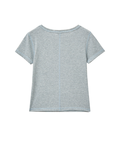 RENSE（レンセ）の「Slim Fit Striped Tee Melange Gray（Tシャツ/カットソー・レディース・その他・OS）」の4枚目の写真