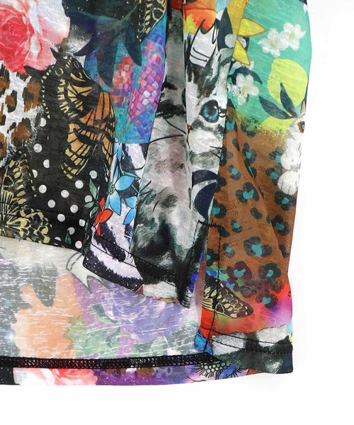 ScoLar(スカラー)の「ScoLar(スカラー) ポスターコラージュ柄or花ネコ柄シャツ(シャツ/ブラウス・レディース・ブラック/アイボリー・MEDIUM)」の21枚目の写真