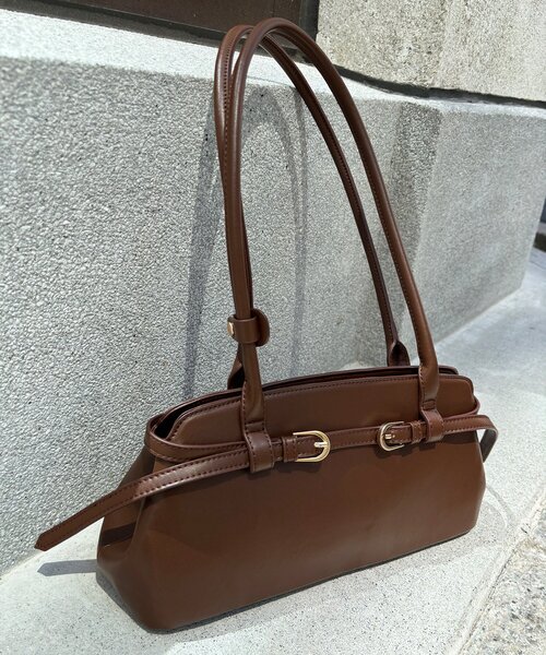 DouDou（ドゥドゥ）の「【REI企画】バックルロングショルダーバッグ（トートバッグ・レディース・ダークブラウン/ブラック・FREE）」の4枚目の写真