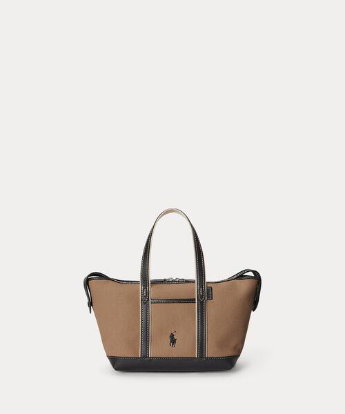 POLO RALPH LAUREN(ポロ ラルフ ローレン)の「コットン キャンバス ミニ ショッパー トート(トートバッグ・レディース・ホワイト・ONE)」の1枚目の写真