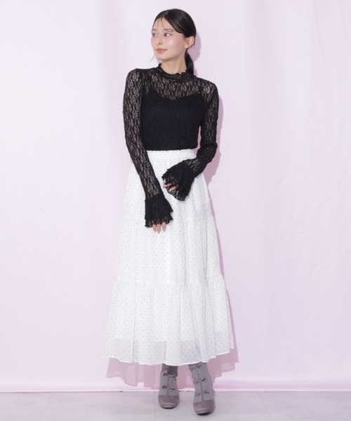 JILL by JILL STUART(ジルバイジルスチュアート)の「レース切り替えティアードスカート(スカート・レディース・ブラック系その他/ホワイト系その他・FREE)」の2枚目の写真