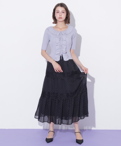 JILL by JILL STUART(ジルバイジルスチュアート)の「レース切り替えティアードスカート(スカート・レディース・ブラック系その他/ホワイト系その他・FREE)」の1枚目の写真