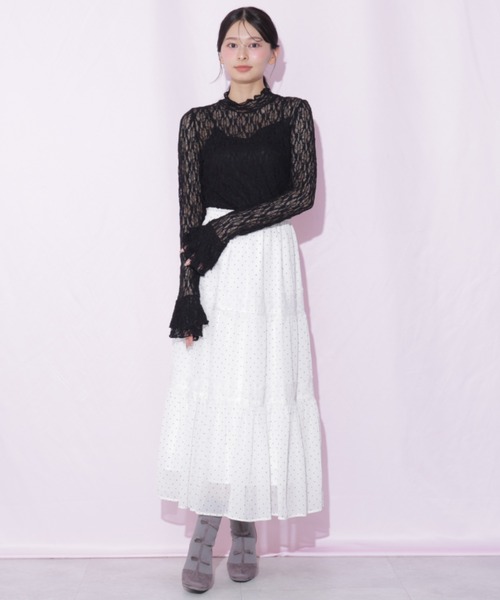 JILL by JILL STUART(ジルバイジルスチュアート)の「レース切り替えティアードスカート(スカート・レディース・ブラック系その他/ホワイト系その他・FREE)」の3枚目の写真