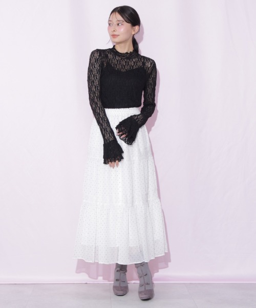 JILL by JILL STUART(ジルバイジルスチュアート)の「レース切り替えティアードスカート(スカート・レディース・ブラック系その他/ホワイト系その他・FREE)」の5枚目の写真