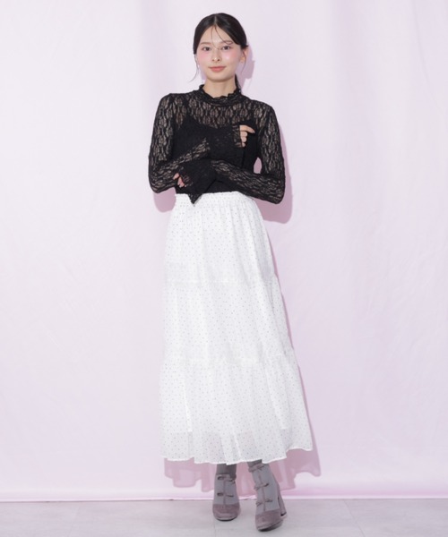 JILL by JILL STUART(ジルバイジルスチュアート)の「レース切り替えティアードスカート(スカート・レディース・ブラック系その他/ホワイト系その他・FREE)」の4枚目の写真