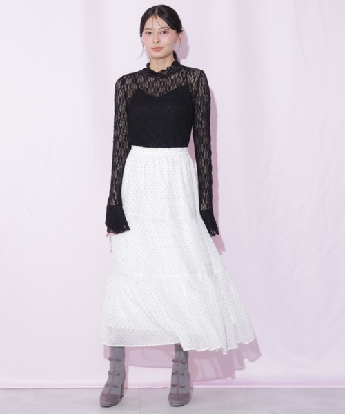 JILL by JILL STUART(ジルバイジルスチュアート)の「レース切り替えティアードスカート(スカート・レディース・ブラック系その他/ホワイト系その他・FREE)」の6枚目の写真