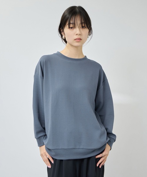 Mac-House(マックハウス)の「【Free Nature/フリーネイチャー】ふくれジャガードプルオーバー(Tシャツ/カットソー・レディース・アイボリー/ブルー系/ブラック・M/XL/L)」の3枚目の写真