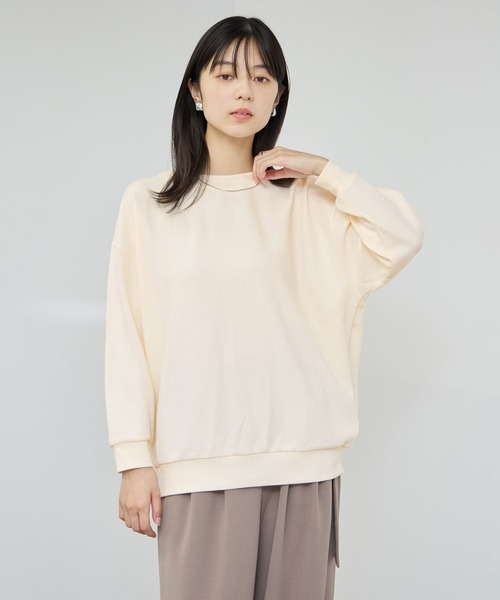 Mac-House(マックハウス)の「【Free Nature/フリーネイチャー】ふくれジャガードプルオーバー(Tシャツ/カットソー・レディース・アイボリー/ブルー系/ブラック・M/XL/L)」の1枚目の写真