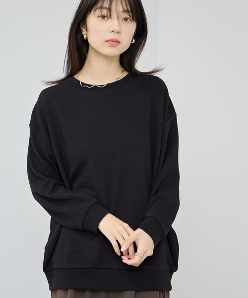 Mac-House(マックハウス)の「【Free Nature/フリーネイチャー】ふくれジャガードプルオーバー(Tシャツ/カットソー・レディース・アイボリー/ブルー系/ブラック・M/XL/L)」の2枚目の写真
