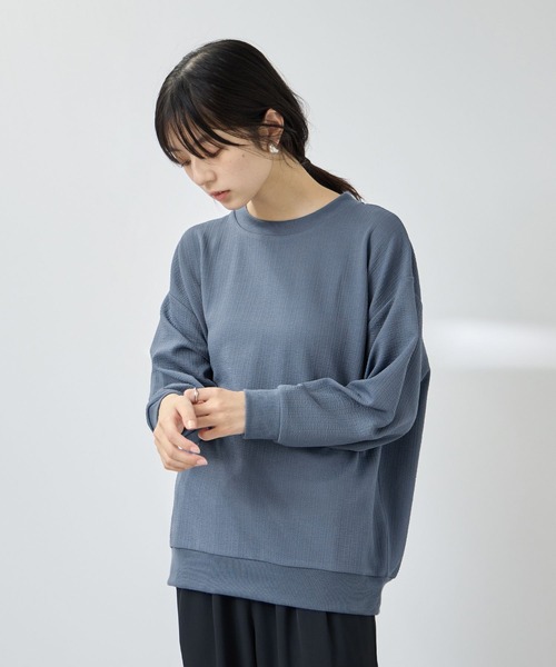 Mac-House(マックハウス)の「【Free Nature/フリーネイチャー】ふくれジャガードプルオーバー(Tシャツ/カットソー・レディース・アイボリー/ブルー系/ブラック・M/XL/L)」の4枚目の写真