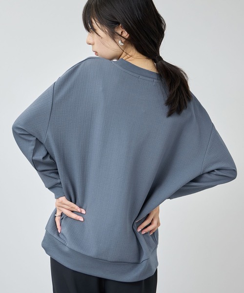Mac-House(マックハウス)の「【Free Nature/フリーネイチャー】ふくれジャガードプルオーバー(Tシャツ/カットソー・レディース・アイボリー/ブルー系/ブラック・M/XL/L)」の6枚目の写真