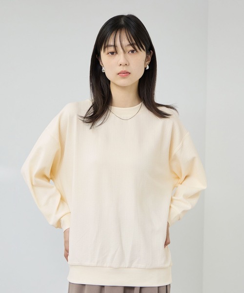 Mac-House(マックハウス)の「【Free Nature/フリーネイチャー】ふくれジャガードプルオーバー(Tシャツ/カットソー・レディース・アイボリー/ブルー系/ブラック・M/XL/L)」の10枚目の写真
