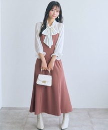 <大きいサイズ>リボンタイブラウスドッキングマーメイドワンピース marun