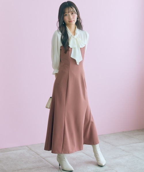marun(マルン)の「<大きいサイズ>リボンタイブラウスドッキングマーメイドワンピース marun(ワンピース・レディース・モカ/ブラック・L/LL/5L/4L/3L)」の16枚目の写真