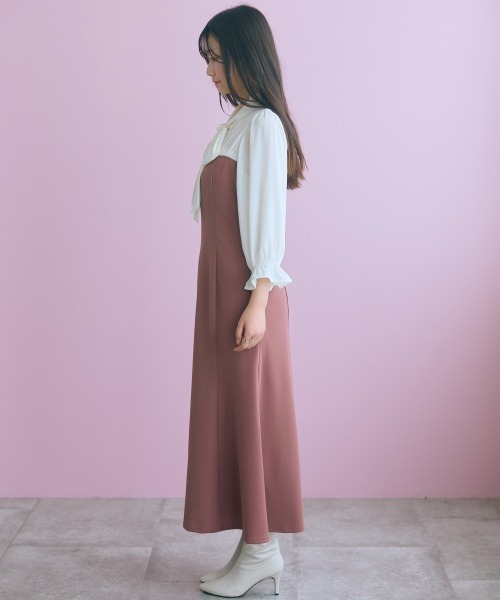 marun(マルン)の「<大きいサイズ>リボンタイブラウスドッキングマーメイドワンピース marun(ワンピース・レディース・モカ/ブラック・L/LL/5L/4L/3L)」の7枚目の写真