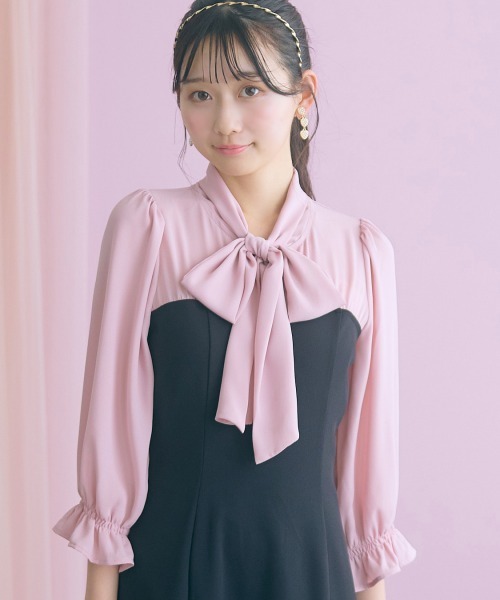 marun(マルン)の「<大きいサイズ>リボンタイブラウスドッキングマーメイドワンピース marun(ワンピース・レディース・モカ/ブラック・L/LL/5L/4L/3L)」の13枚目の写真
