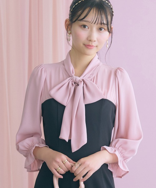 marun(マルン)の「<大きいサイズ>リボンタイブラウスドッキングマーメイドワンピース marun(ワンピース・レディース・モカ/ブラック・L/LL/5L/4L/3L)」の14枚目の写真
