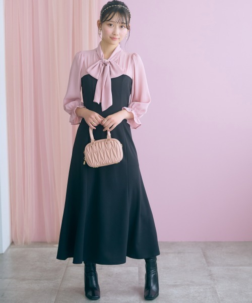 marun(マルン)の「<大きいサイズ>リボンタイブラウスドッキングマーメイドワンピース marun(ワンピース・レディース・モカ/ブラック・L/LL/5L/4L/3L)」の10枚目の写真