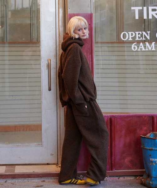 GREEN BUTTER(グリーンバター)の「TEDDY WOOL PANTS(スウェットパンツ・レディース・ブルー/ブラウン/ベージュ・FREE)」の7枚目の写真