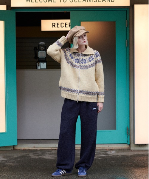 GREEN BUTTER(グリーンバター)の「TEDDY WOOL PANTS(スウェットパンツ・レディース・ブルー/ブラウン/ベージュ・FREE)」の19枚目の写真